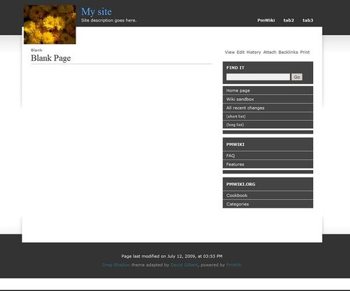 Drop Shadow PmWiki Skin Conversion 1